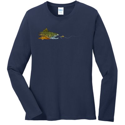 Fly Fishing Brook Trout Dry Fly Tying Fisherman Ladies Long Sleeve Shirt