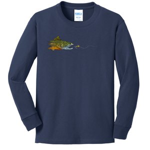 Fly Fishing Brook Trout Dry Fly Tying Fisherman Kids Long Sleeve Shirt