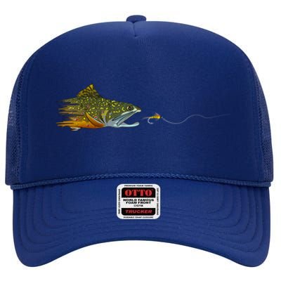 Fly Fishing Brook Trout Dry Fly Tying Fisherman High Crown Mesh Back Trucker Hat