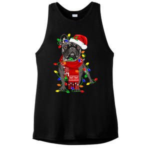 Funny French Bulldog Dog Tree Christmas Lights Xmas Pajama Ladies PosiCharge Tri-Blend Wicking Tank