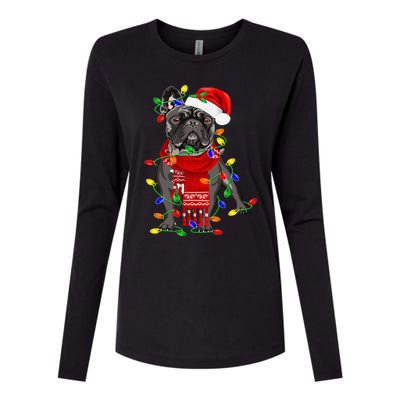 Funny French Bulldog Dog Tree Christmas Lights Xmas Pajama Womens Cotton Relaxed Long Sleeve T-Shirt