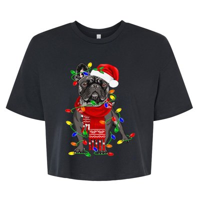 Funny French Bulldog Dog Tree Christmas Lights Xmas Pajama Bella+Canvas Jersey Crop Tee