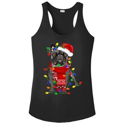 Funny French Bulldog Dog Tree Christmas Lights Xmas Pajama Ladies PosiCharge Competitor Racerback Tank