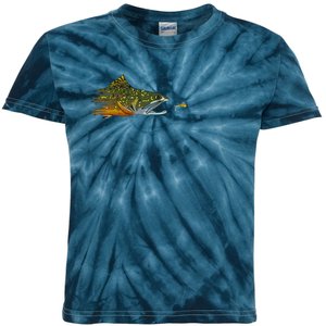 Fly Fishing Brook Trout Dry Fly Tying Fisherman Kids Tie-Dye T-Shirt