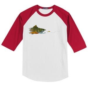 Fly Fishing Brook Trout Dry Fly Tying Fisherman Kids Colorblock Raglan Jersey