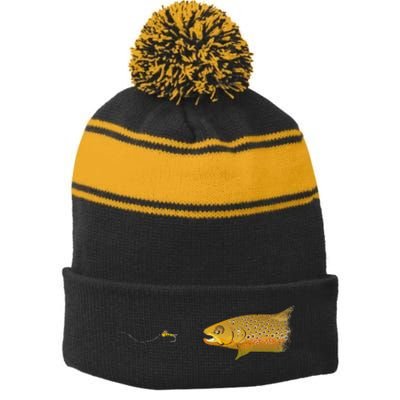 Fly Fishing Brown Trout Dry Fly Tying Stripe Pom Pom Beanie