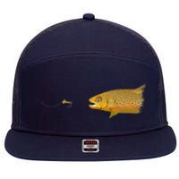 Fly Fishing Brown Trout Dry Fly Tying 7 Panel Mesh Trucker Snapback Hat