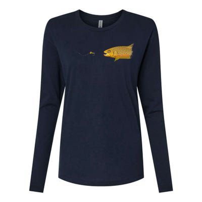 Fly Fishing Brown Trout Dry Fly Tying Womens Cotton Relaxed Long Sleeve T-Shirt