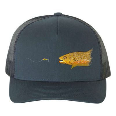 Fly Fishing Brown Trout Dry Fly Tying Yupoong Adult 5-Panel Trucker Hat