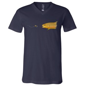 Fly Fishing Brown Trout Dry Fly Tying V-Neck T-Shirt