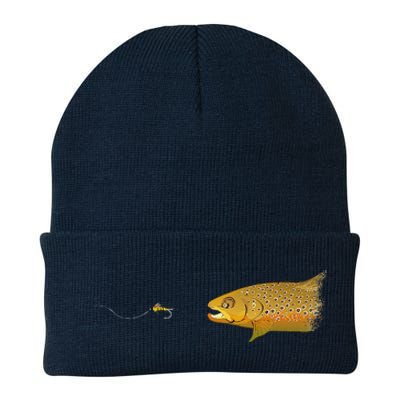 Fly Fishing Brown Trout Dry Fly Tying Knit Cap Winter Beanie