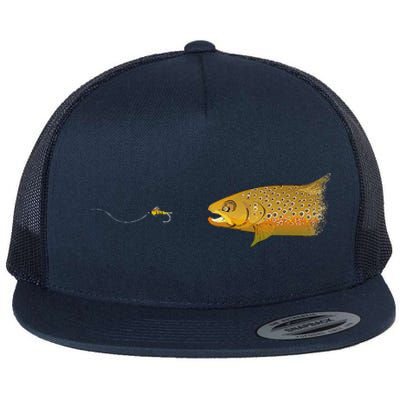 Fly Fishing Brown Trout Dry Fly Tying Flat Bill Trucker Hat