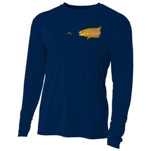 Fly Fishing Brown Trout Dry Fly Tying Cooling Performance Long Sleeve Crew