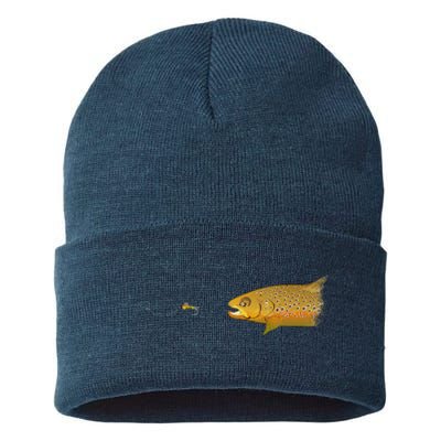 Fly Fishing Brown Trout Dry Fly Tying Sustainable Knit Beanie