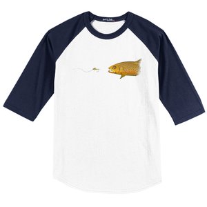 Fly Fishing Brown Trout Dry Fly Tying Baseball Sleeve Shirt