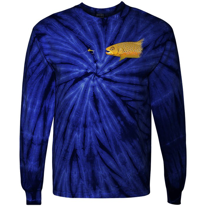 Fly Fishing Brown Trout Dry Fly Tying Tie-Dye Long Sleeve Shirt