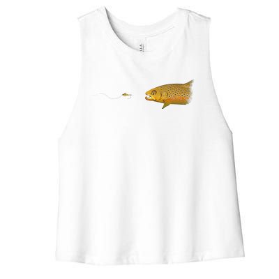 Fly Fishing Brown Trout Dry Fly Tying Women's Racerback Cropped Tank