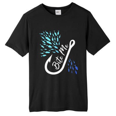 Fishing Fisherman Bite Me Funny Gift Fish Design Idea Design Tall Fusion ChromaSoft Performance T-Shirt