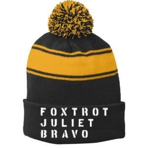 FJB Fuck Biden Military Anti Biden Stripe Pom Pom Beanie