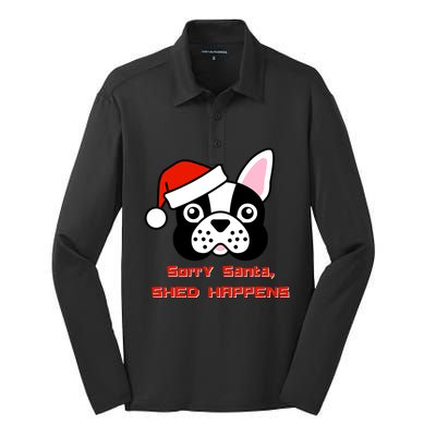 Funny French Bulldog Christmas Sorry Santa ShedHappens Gift Silk Touch Performance Long Sleeve Polo