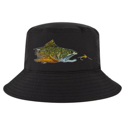 Fly Fishing Brook Trout Dry Fly Tying Fisher Gift Cool Comfort Performance Bucket Hat