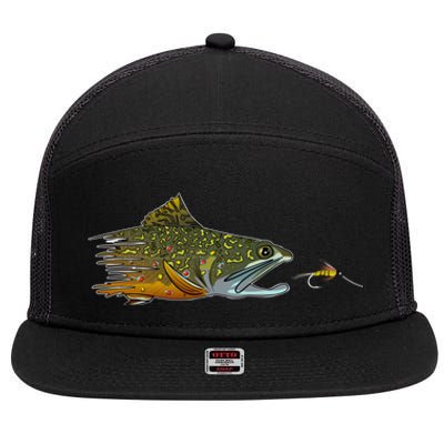 Fly Fishing Brook Trout Dry Fly Tying Fisher Gift 7 Panel Mesh Trucker Snapback Hat