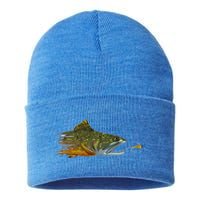 Fly Fishing Brook Trout Dry Fly Tying Fisher Gift Sustainable Knit Beanie