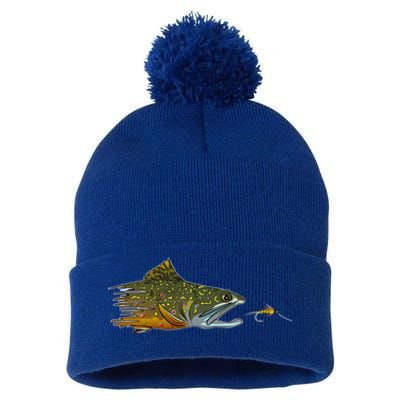 Fly Fishing Brook Trout Dry Fly Tying Fisher Gift Pom Pom 12in Knit Beanie