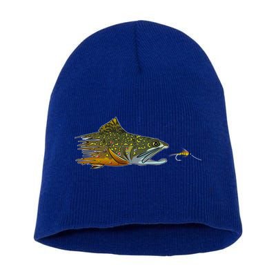 Fly Fishing Brook Trout Dry Fly Tying Fisher Gift Short Acrylic Beanie