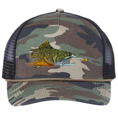 Fly Fishing Brook Trout Dry Fly Tying Fisher Gift Retro Rope Trucker Hat Cap