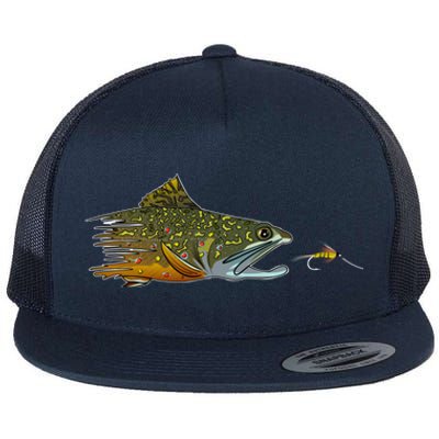 Fly Fishing Brook Trout Dry Fly Tying Fisher Gift Flat Bill Trucker Hat