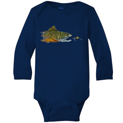 Fly Fishing Brook Trout Dry Fly Tying Fisher Gift Baby Long Sleeve Bodysuit