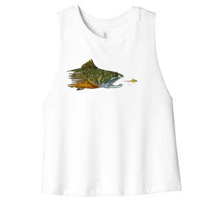 Fly Fishing Brook Trout Dry Fly Tying Fisher Gift Women's Racerback Cropped Tank