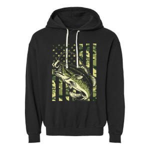 Fishing For Bass Fish Fisherman Fishing Camouflage Garment-Dyed Fleece Hoodie