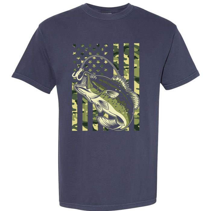 Fishing For Bass Fish Fisherman Fishing Camouflage Garment-Dyed Heavyweight T-Shirt