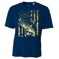 Fishing For Bass Fish Fisherman Fishing Camouflage Cooling Performance Crew T-Shirt