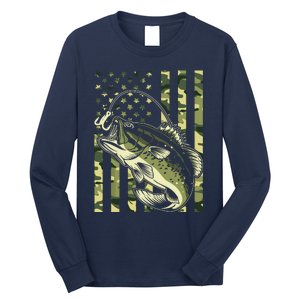 Fishing For Bass Fish Fisherman Fishing Camouflage Long Sleeve Shirt