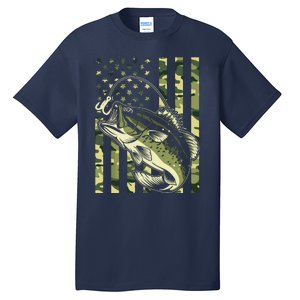 Fishing For Bass Fish Fisherman Fishing Camouflage Tall T-Shirt