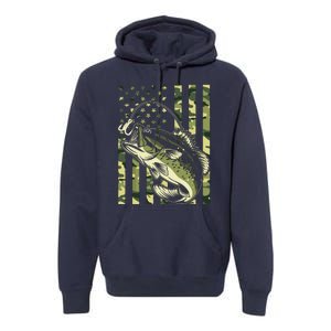 Fishing For Bass Fish Fisherman Fishing Camouflage Premium Hoodie