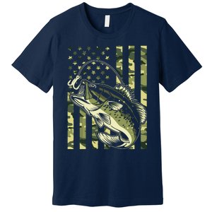 Fishing For Bass Fish Fisherman Fishing Camouflage Premium T-Shirt