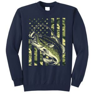 Fishing For Bass Fish Fisherman Fishing Camouflage Tall Sweatshirt