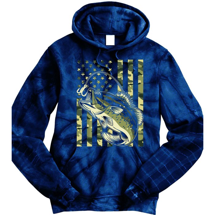 Fishing For Bass Fish Fisherman Fishing Camouflage Tie Dye Hoodie