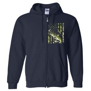 Fishing For Bass Fish Fisherman Fishing Camouflage Full Zip Hoodie