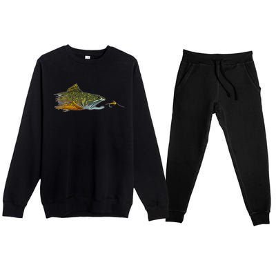 Fly Fishing Brook Trout Dry Fly Tying Fisher Gift Premium Crewneck Sweatsuit Set