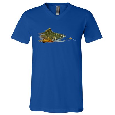 Fly Fishing Brook Trout Dry Fly Tying Fisher Gift V-Neck T-Shirt