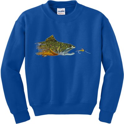 Fly Fishing Brook Trout Dry Fly Tying Fisher Gift Kids Sweatshirt