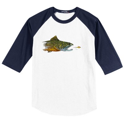 Fly Fishing Brook Trout Dry Fly Tying Fisher Gift Baseball Sleeve Shirt