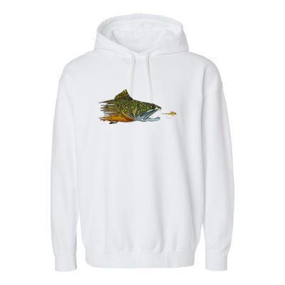 Fly Fishing Brook Trout Dry Fly Tying Fisher Gift Garment-Dyed Fleece Hoodie