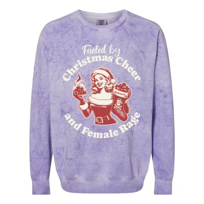 Funny Fueled By Christmas Cheer And Female Rage Patriarchy Colorblast Crewneck Sweatshirt