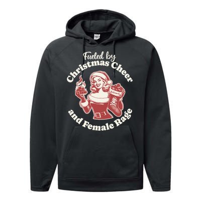 Funny Fueled By Christmas Cheer And Female Rage Patriarchy Performance Fleece Hoodie